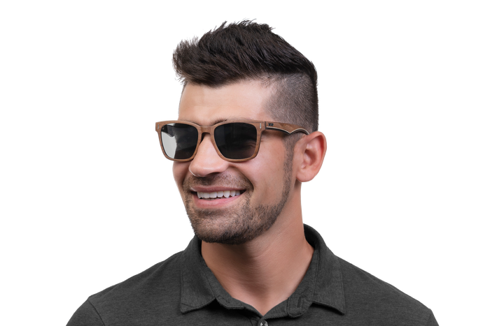 Man wearing JORD Archer - Walnut & Ebony sunglasses