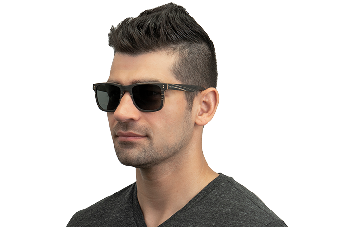 Man wearing JORD Hayden - Black Zebrawood & Maple sunglasses