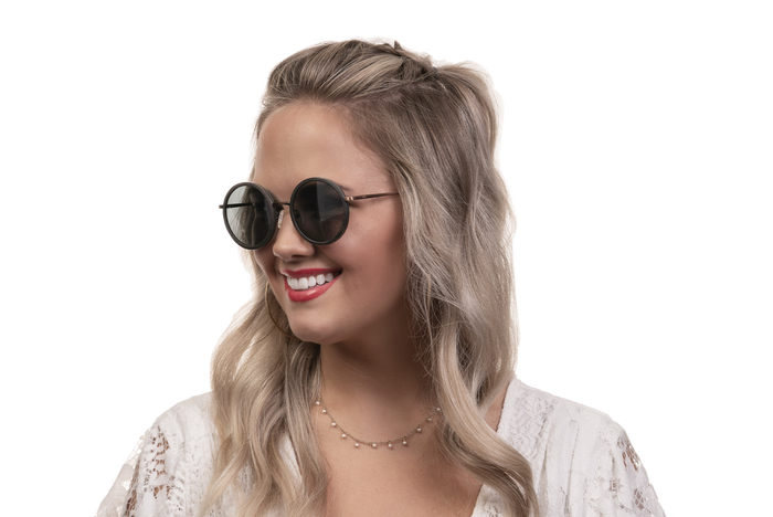 Louie Ebony & Vintage Bronze Round Wood Sunglasses | JORD