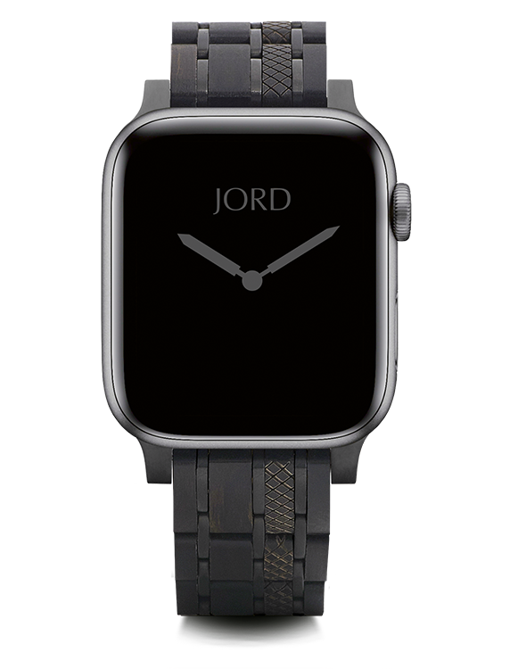 Ebony wood and metal apple watch band