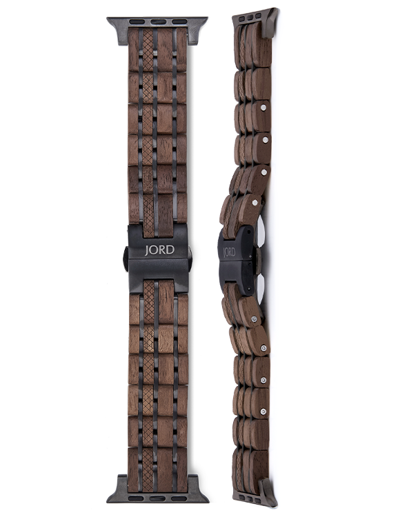Walnut wood and titanium apple watch band