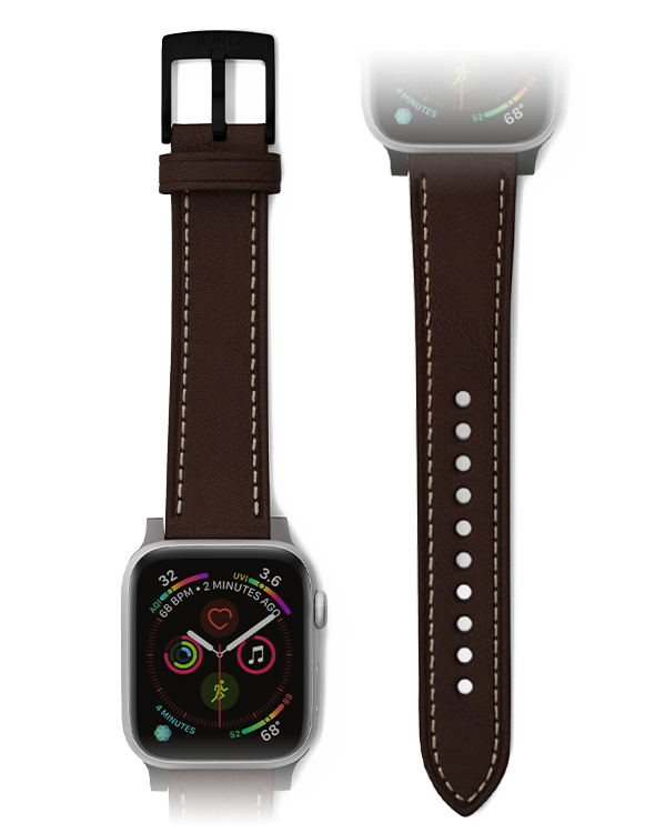Premium brown leather apple watch band