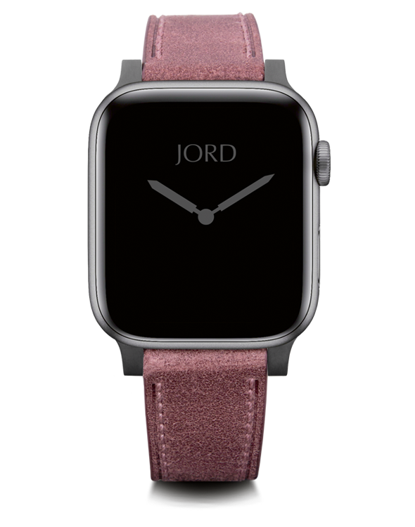 Pink leather apple watch strap
