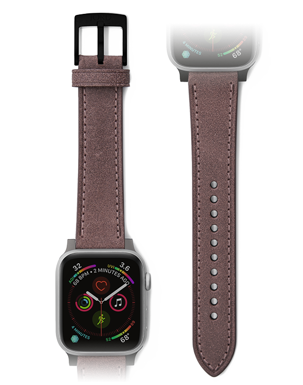 Premium pink leather apple watch strap
