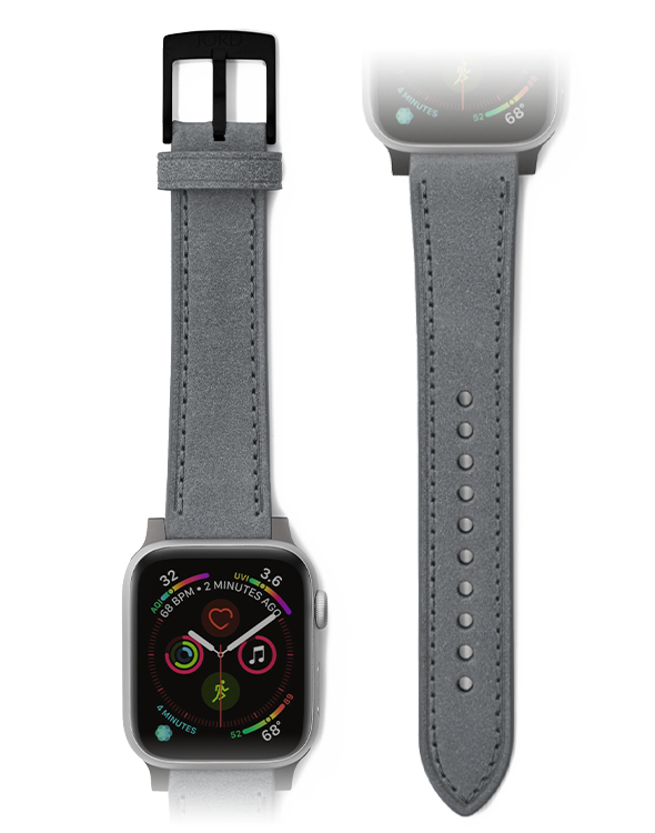Premium gray leather apple watch strap