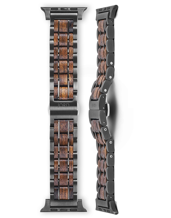 Shedua wood and gunmetal apple watch band