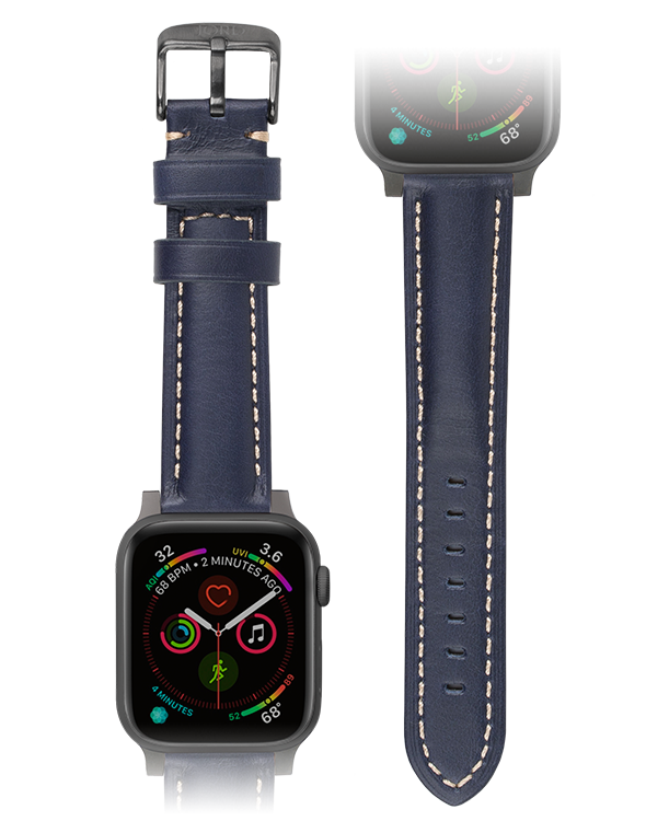 Navy blue leather discount apple watch band