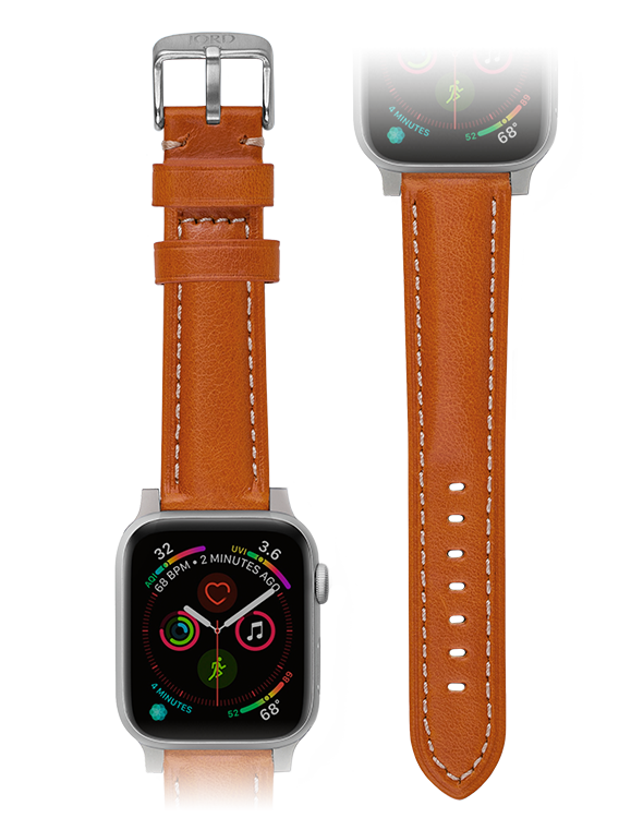 Premium orange padded leather apple watch band