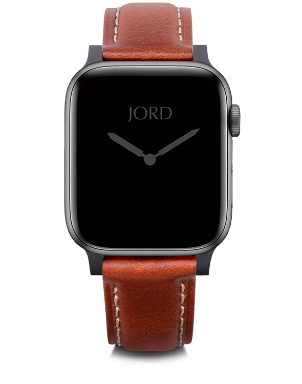 Burgundy padded leather apple watch band