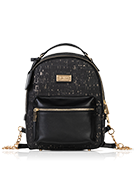 Binca - Textured Black & Gold Zipper Backpack