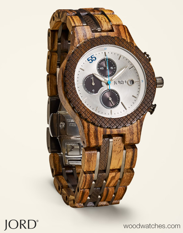 JORD木の腕時計 Conway Zebrawood & Dark Sandalwood - Chrono Wood Watch by JORD