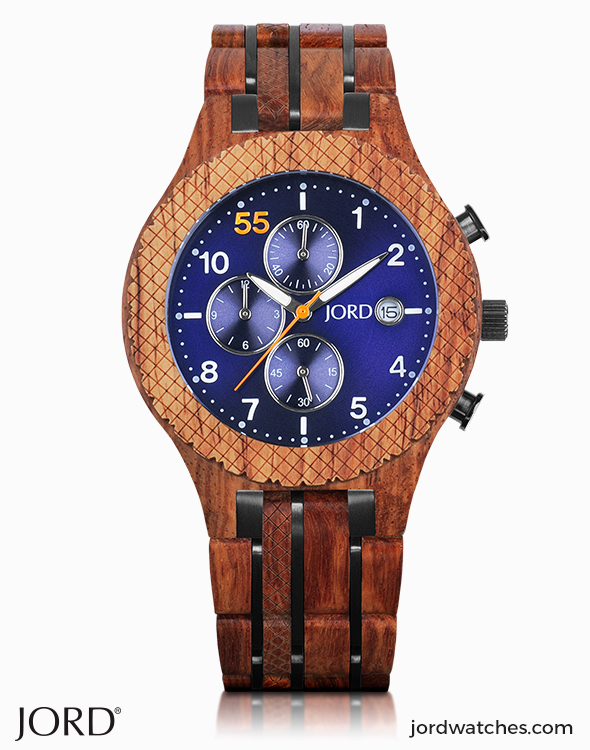 Conway Kosso & Midnight Blue - Chronograph Wooden Watch by JORD