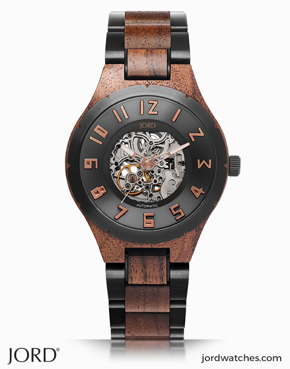 Limited Edition JORD Dover II Series Skeleton Automatic/Wood ＆ Stainless  Steel Watch Band/Self Winding Movement Includes Wood Watch Bo 並行輸入品  メンズ腕時計