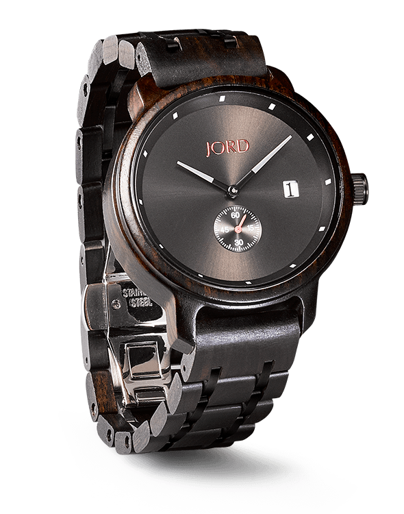 Hyde Ebony Iron Polished Wooden Watch by JORD - Main Image