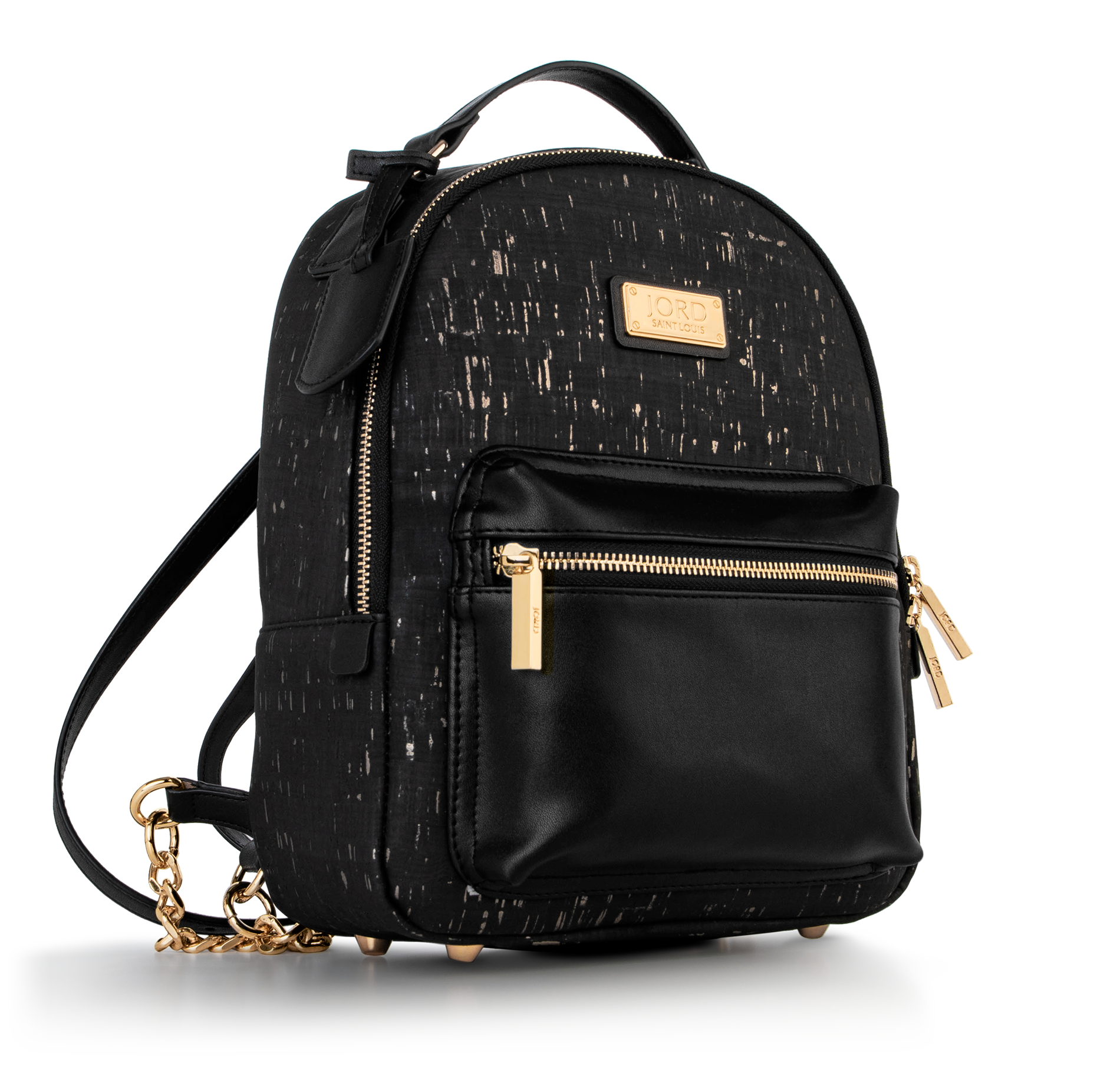 Binca Textured Black Gold Zipper Backpack with Suberhide JORD