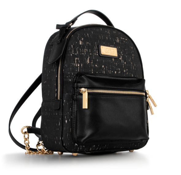 Binca - Textured Black & Gold Zipper Backpack 1