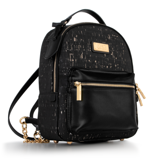 Binca Textured Black Gold Zipper Backpack with Suberhide JORD