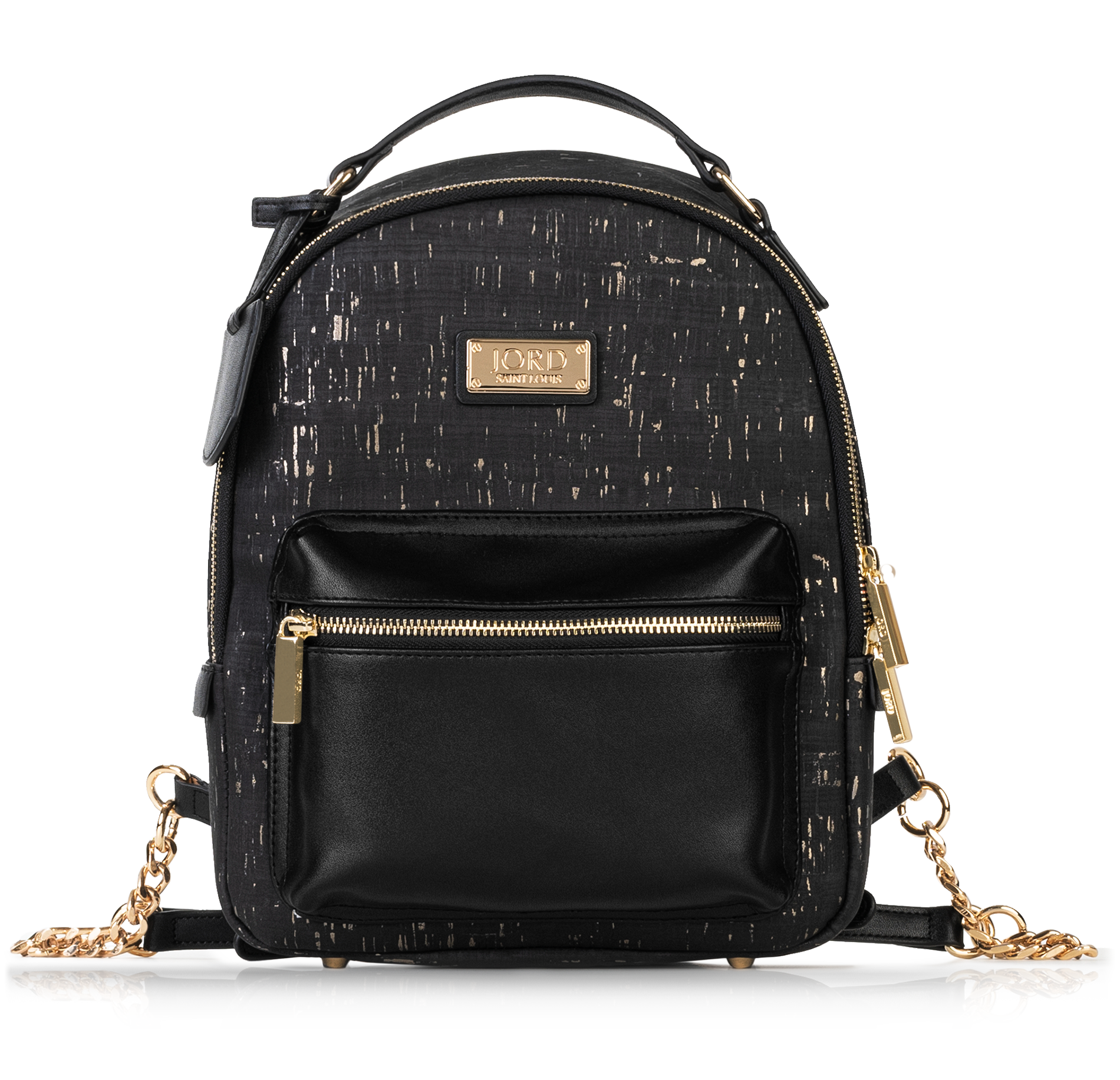 Gold Zipper Black Backpack - Women Everyday Backpack