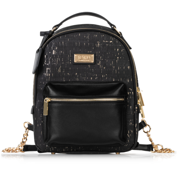 Black leather backpack with gold hardware hot sale