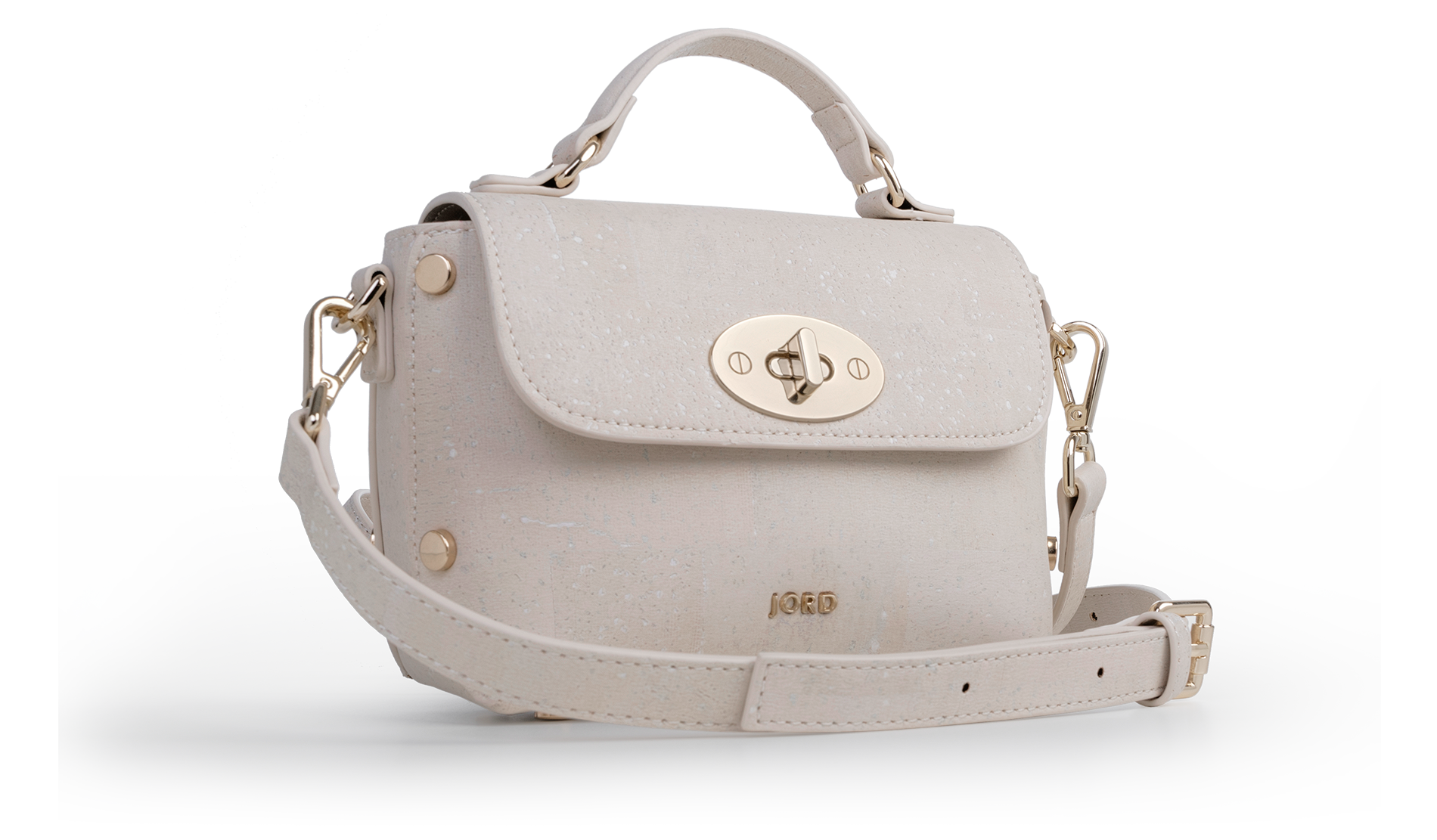 Nina Top Handle Crossbody Purse in Vintage Blanc & Gold | JORD