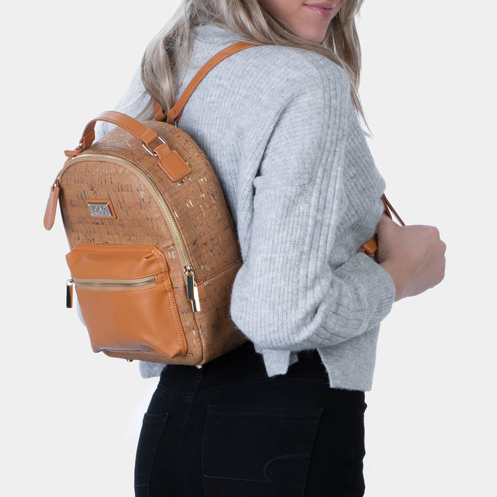 Binca - Natural & Gold Zipper Backpack 1