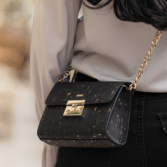 Haifa - Textured Black & Gold Small Crossbody 1