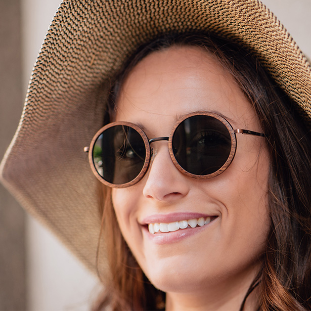 Louie Ebony & Vintage Bronze Round Wood Sunglasses