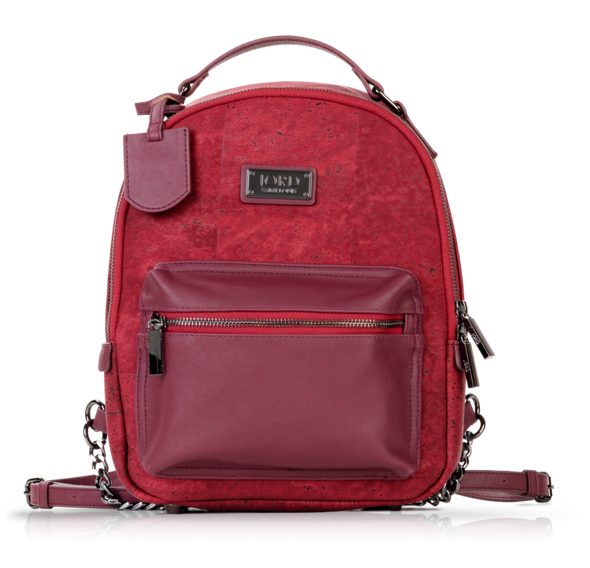 Binca Eros Red Gunmetal Zipper Backpack with Suberhide JORD