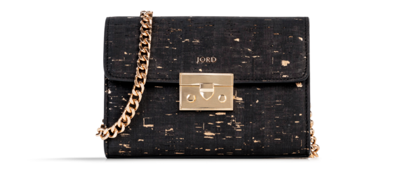 Binca Textured Black & Gold Zipper Backpack with Suberhide | JORD
